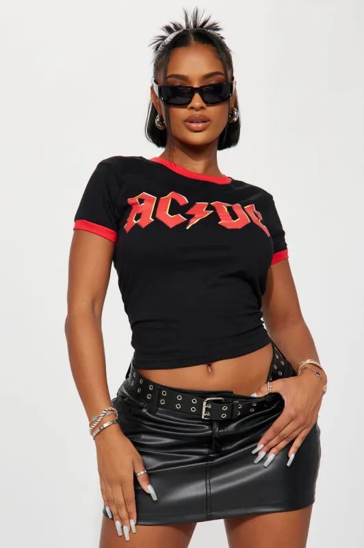 ACDC Rocker Ringer Tee - Black/Red sold by Fashion Nova