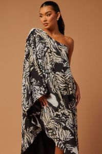 Waverly Chiffon Maxi Dress - Black/White sold by Fashion Nova