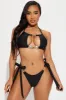 Vivi Crystals Halter 2 Piece Bikini - Black sold by Fashion Nova