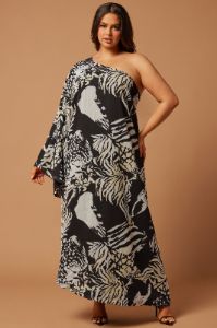 Waverly Chiffon Maxi Dress - Black/White sold by Fashion Nova