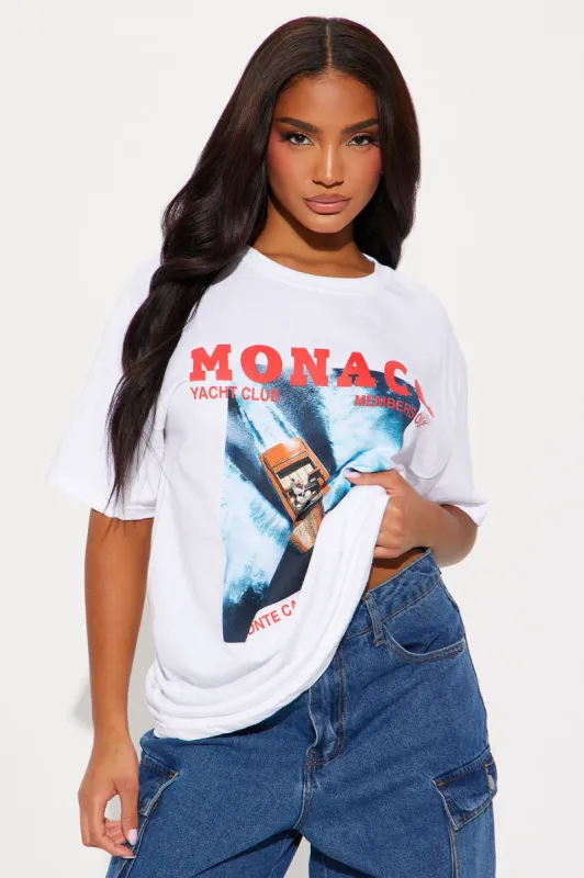 Monaco Yacht Club Oversized Tee - White sold by Fashion Nova