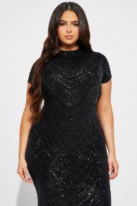 Meet On The Dancefloor Sequin Maxi Dress - Black sold by Fashion Nova