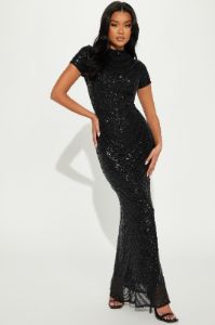 Meet On The Dancefloor Sequin Maxi Dress - Black sold by Fashion Nova