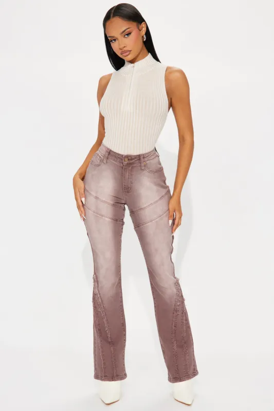 Kiss And Tell Flare Pant - Mauve sold by Fashion Nova