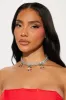 Cherrylicious Rhinestone Choker - Silver/Red sold by Fashion Nova