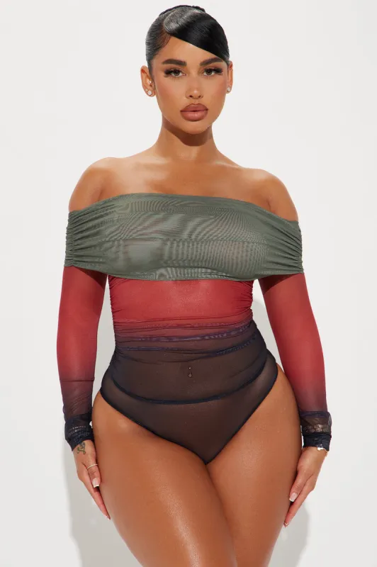 Valentia Off Shoulder Mesh Bodysuit - Multi Color made by Fashion Nova