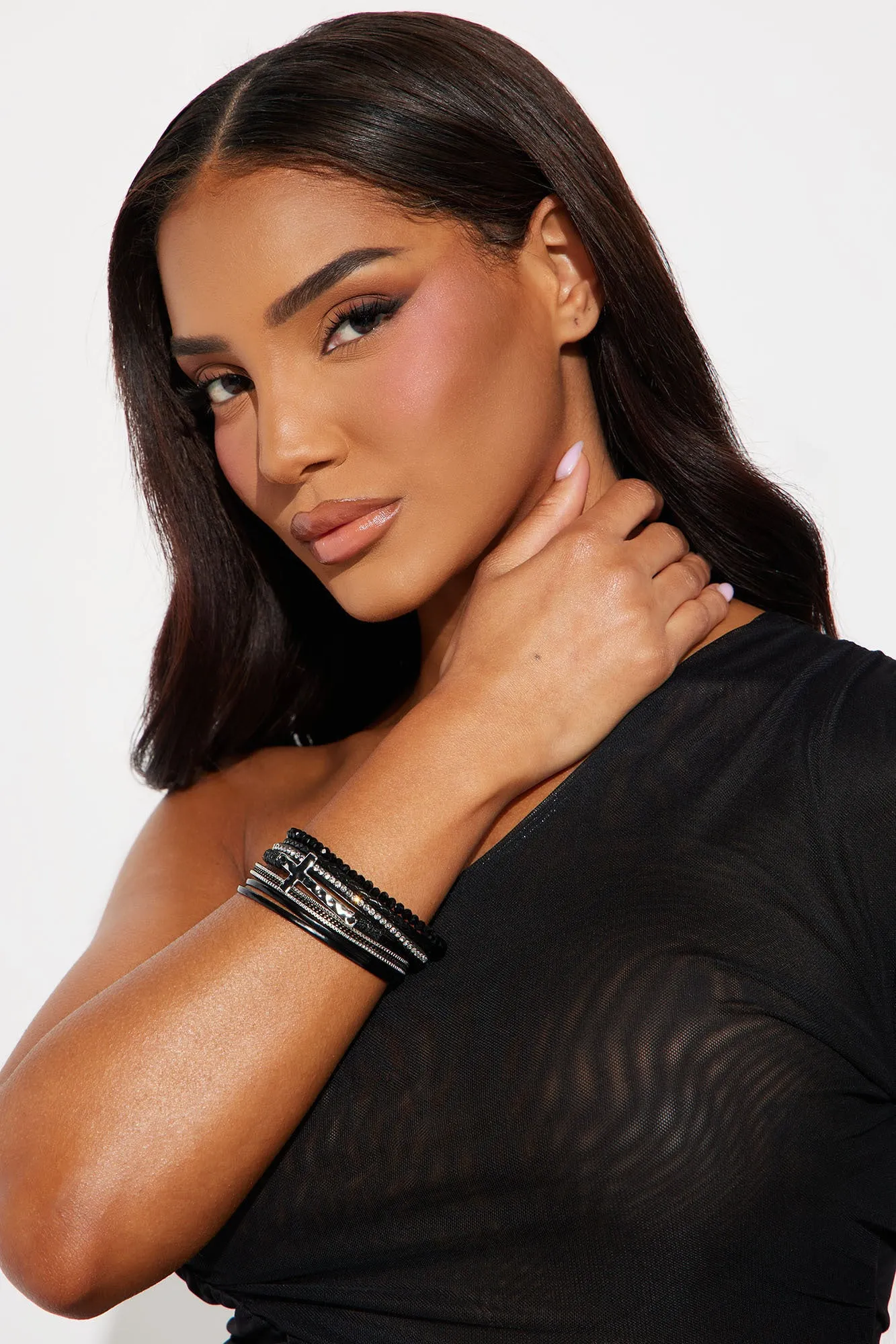 Did I Cross Your Mind Bracelet - Black/Silver sold by Fashion Nova product image thumbnail 2
