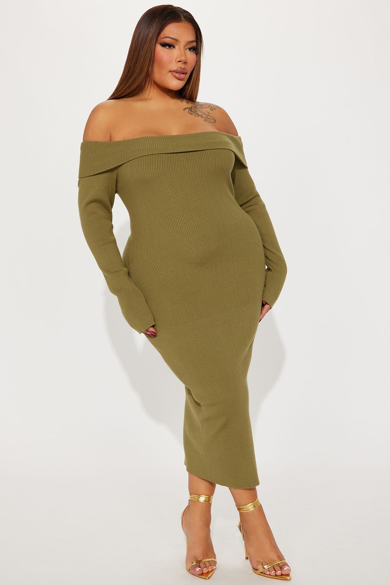 Tatiana Sweater Midi Dress - Olive sold by Fashion Nova product image thumbnail 4