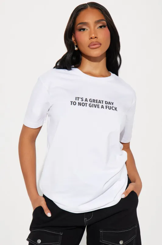 It's A Great Day Fitted Tee - White sold by Fashion Nova