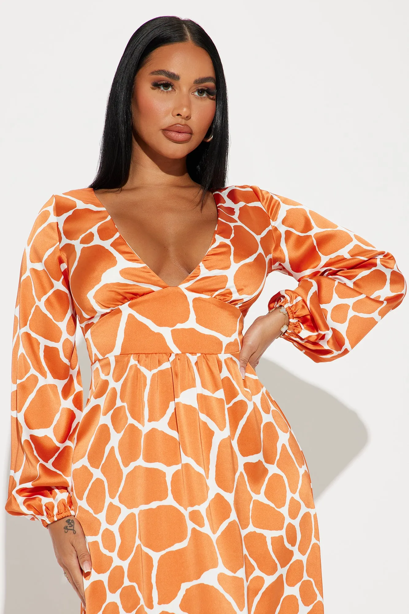 Addison Satin Maxi Dress - Orange sold by Fashion Nova product image thumbnail 2