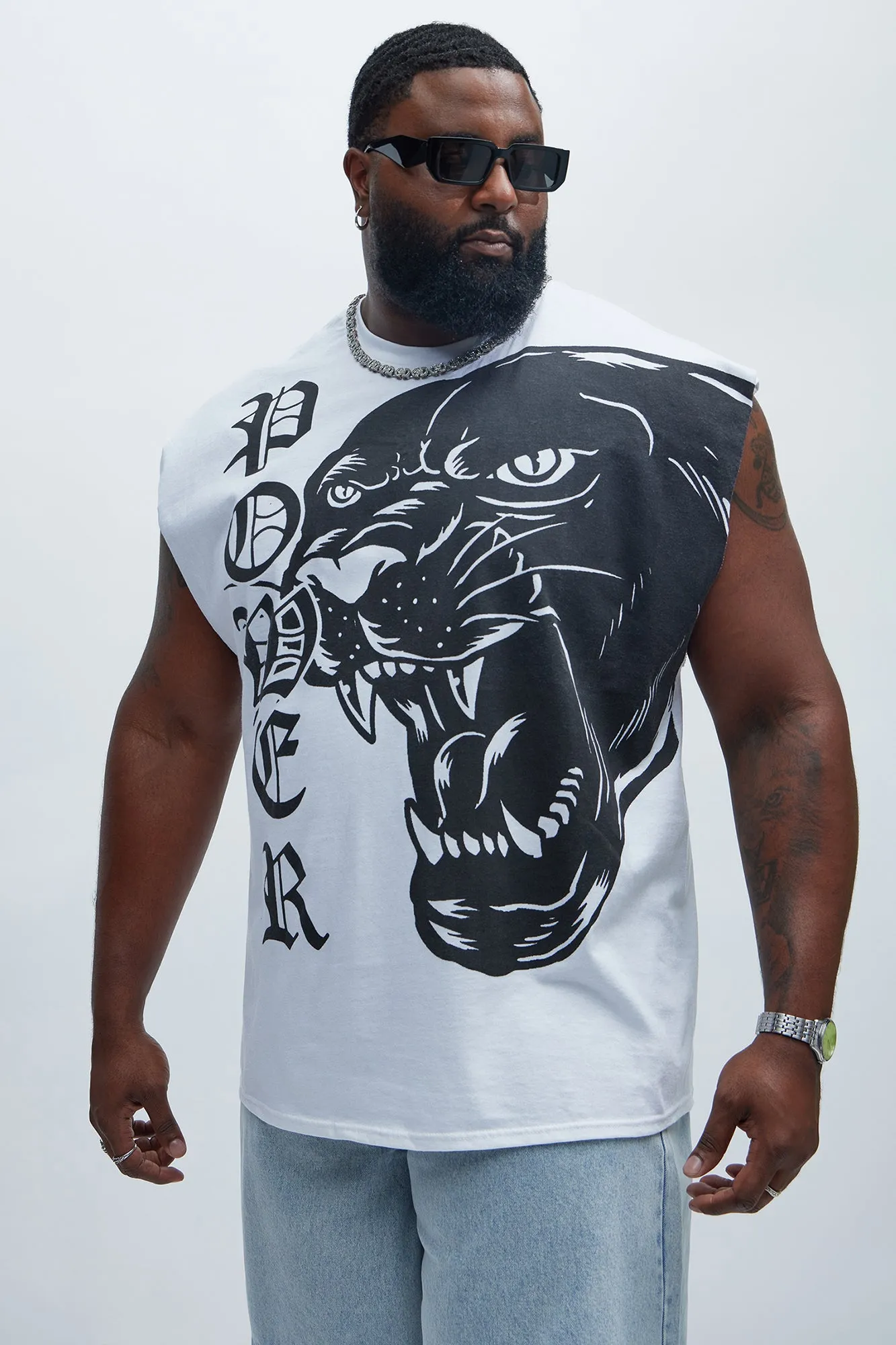 Power Sleeveless Tee - White sold by Fashion Nova product image thumbnail 5