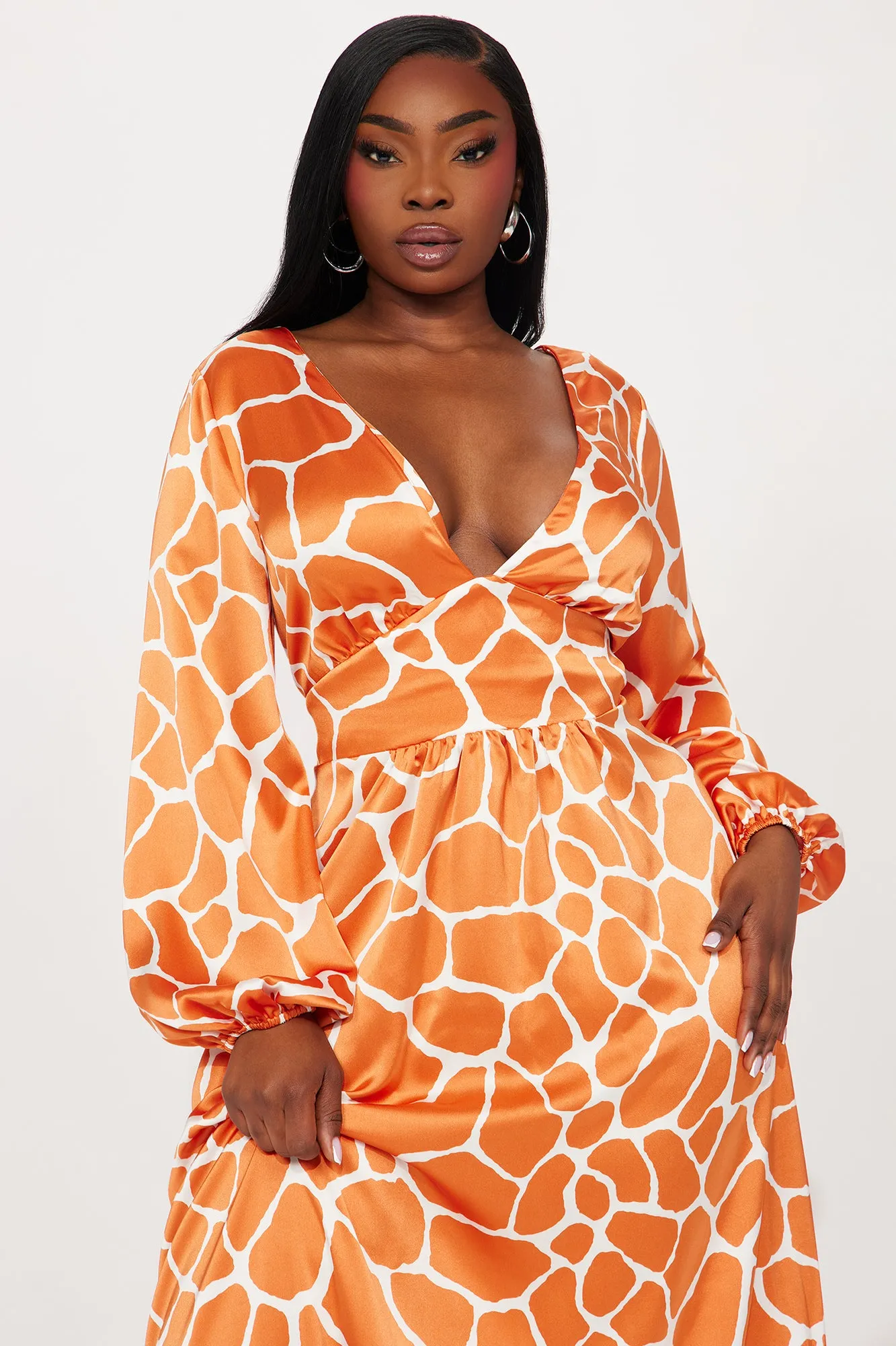 Addison Satin Maxi Dress - Orange sold by Fashion Nova product image thumbnail 5