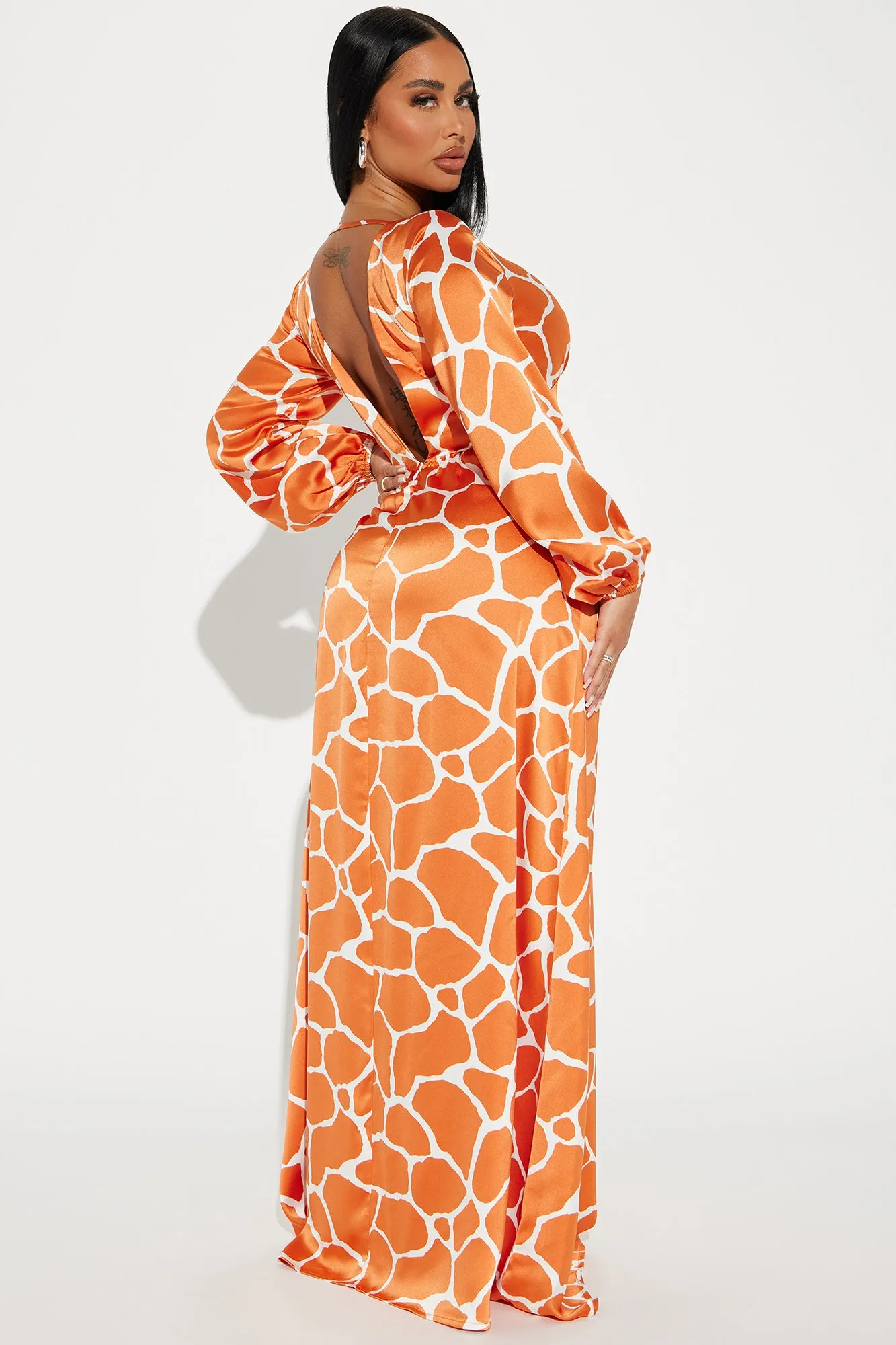 Addison Satin Maxi Dress - Orange sold by Fashion Nova product image thumbnail 3