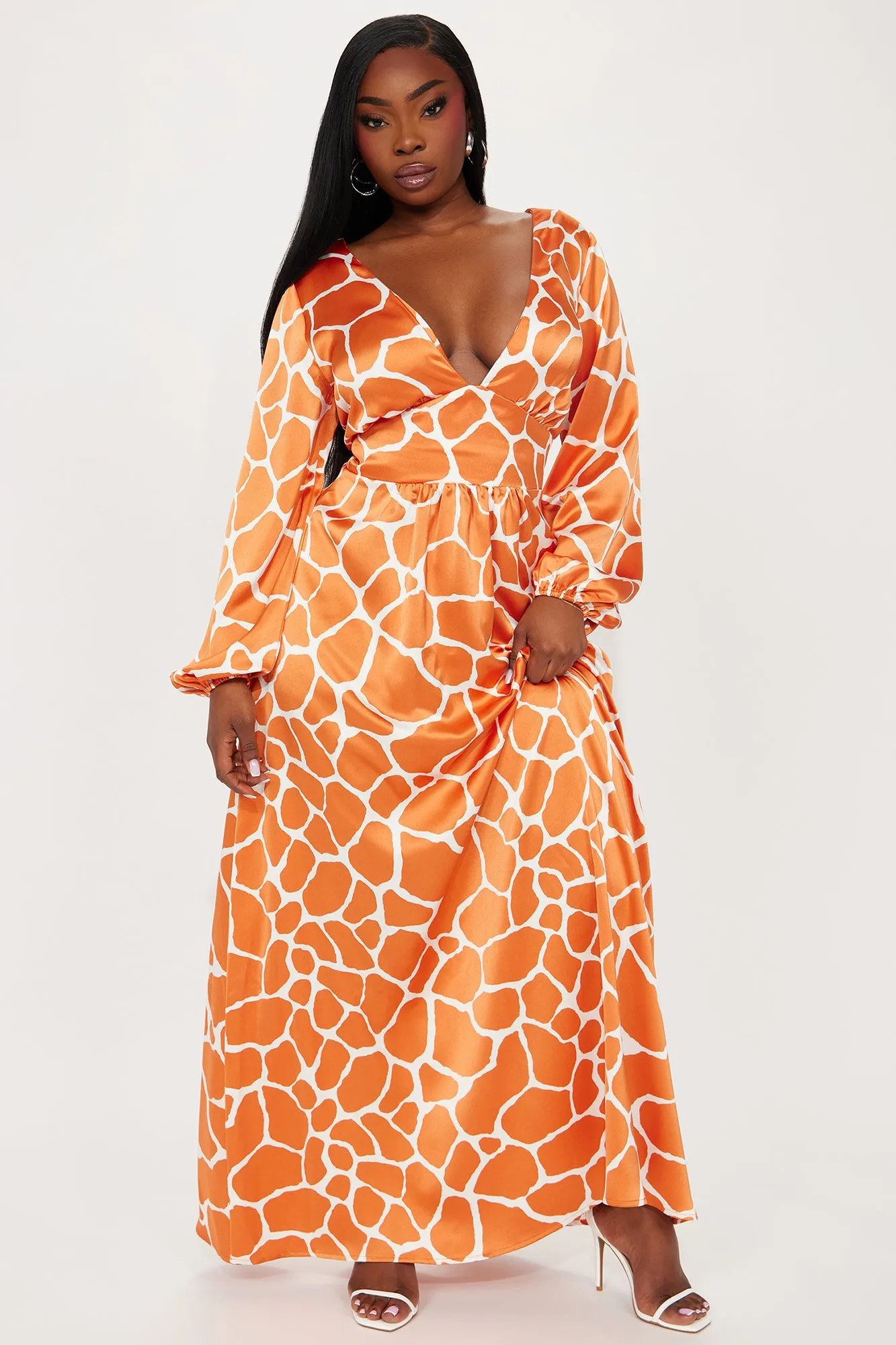 Addison Satin Maxi Dress - Orange sold by Fashion Nova product image thumbnail 4