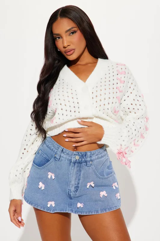 Tea Time Cropped Cardigan - Ivory/combo sold by Fashion Nova