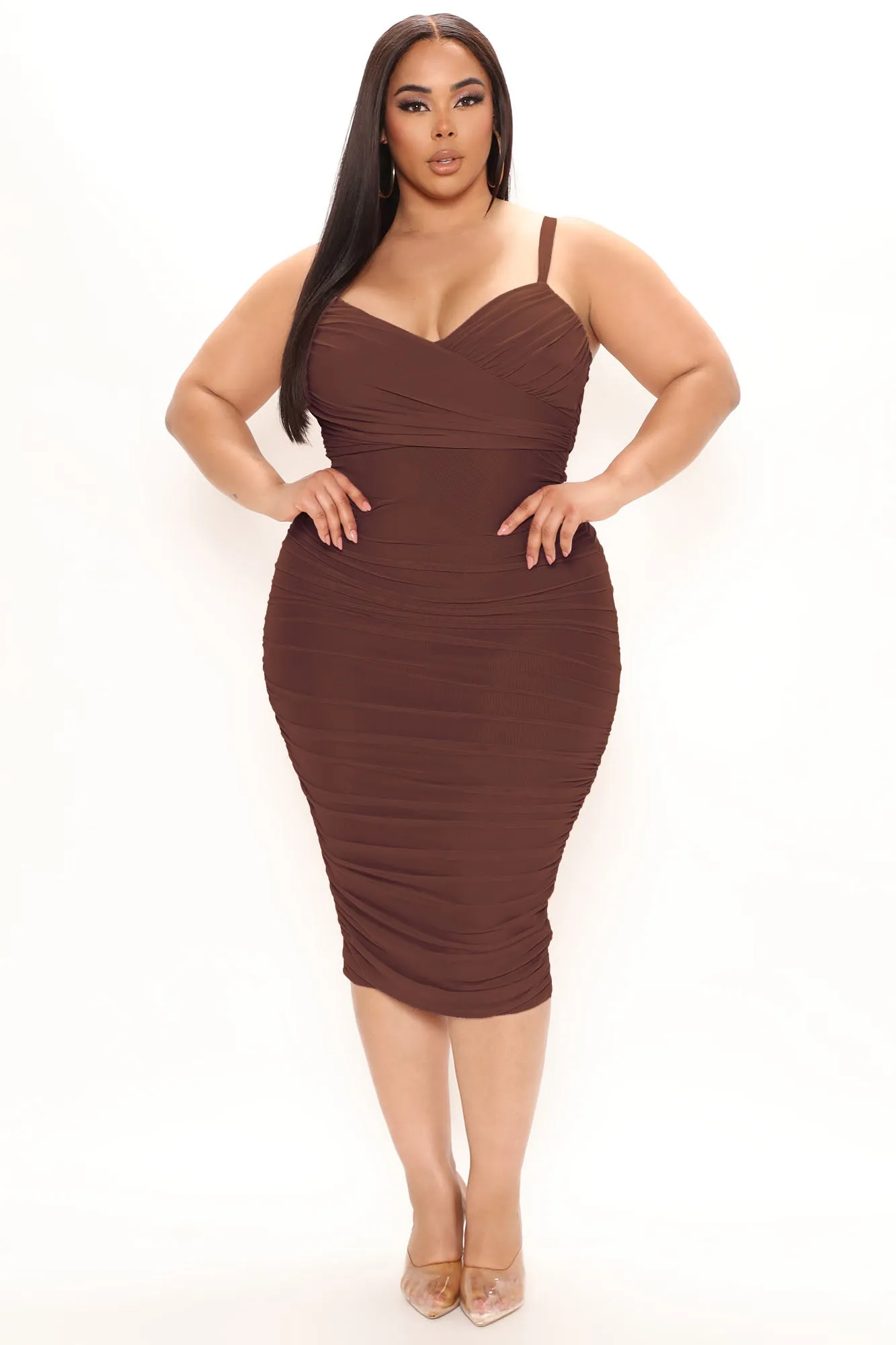 Seeing You Later Ruched Bandage Midi Dress - Copper sold by Fashion Nova product image thumbnail 4
