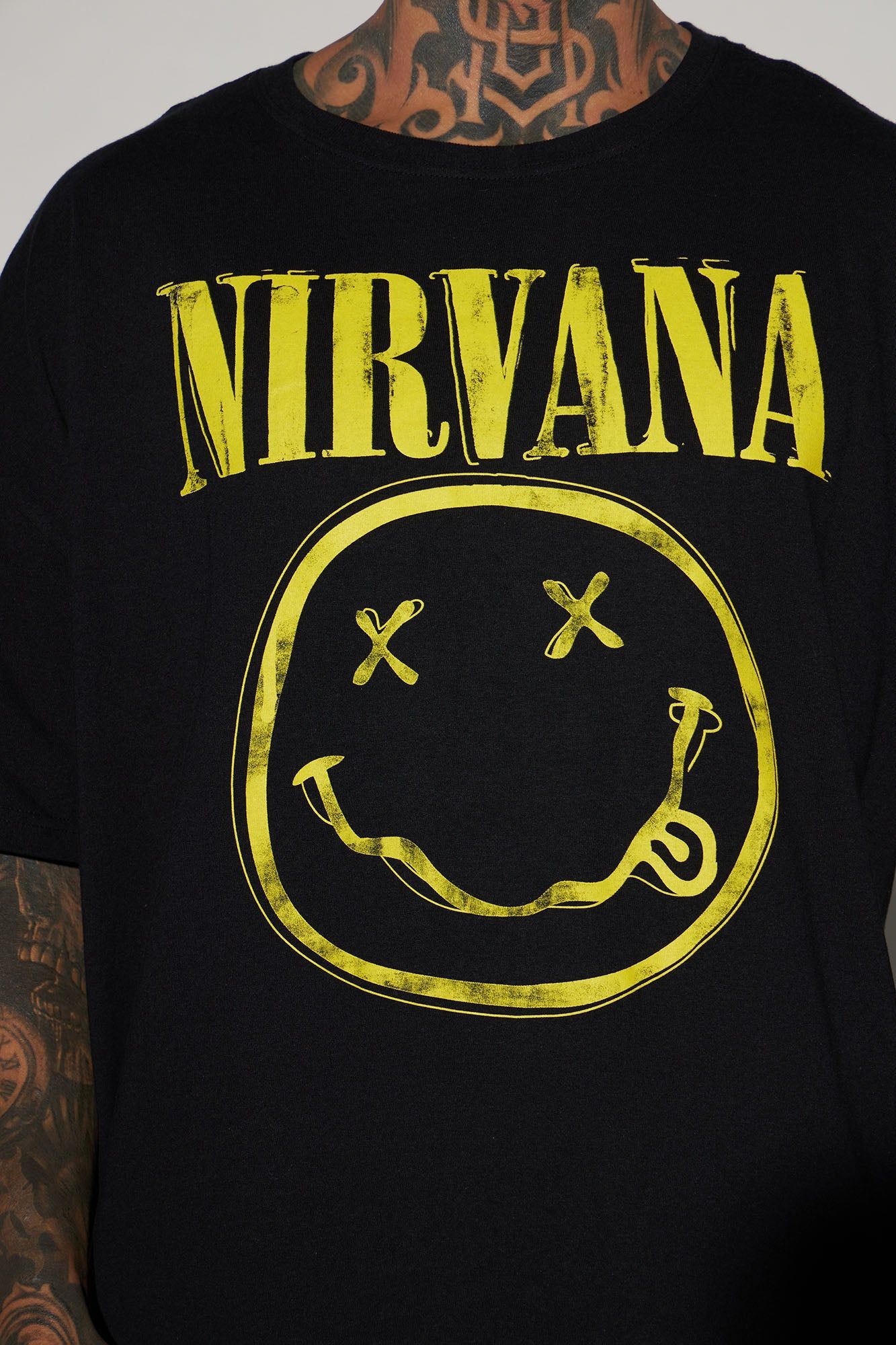 Nirvana Yellow Smiley Oversized Short Sleeve Tee - Black sold by Fashion Nova product image thumbnail 3