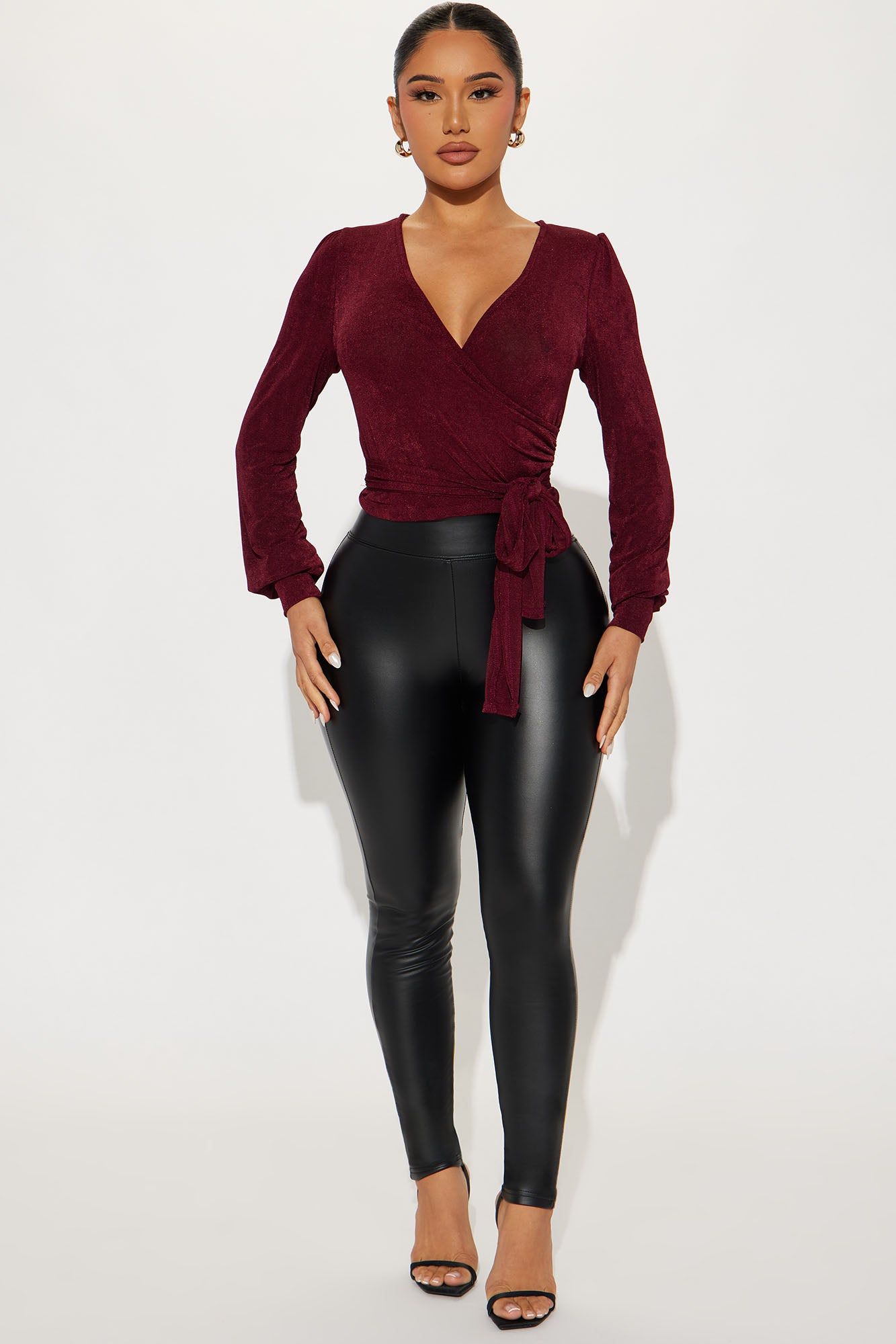 Harper Surplice Top - Wine sold by Fashion Nova product image thumbnail 2