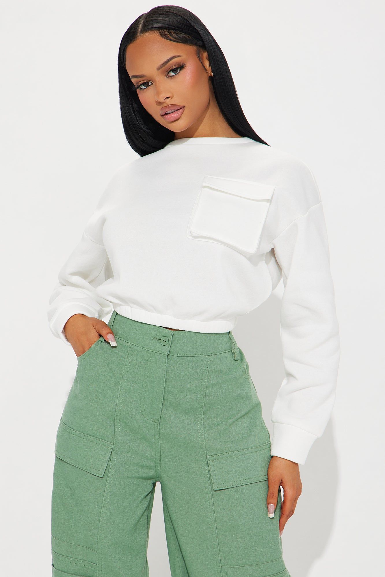 Amaya Fleece Lounge Top - White sold by Fashion Nova