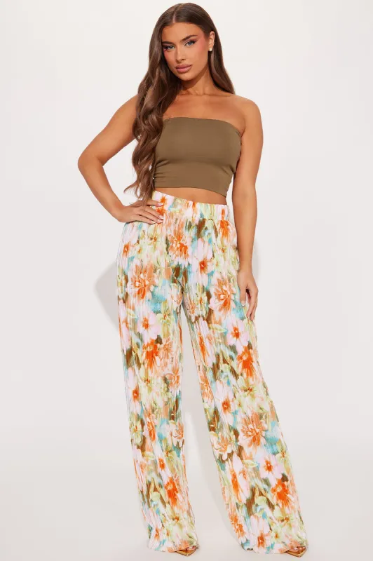 Somewhere Sweeter Printed Plisse Pant - Blush/combo sold by Fashion Nova