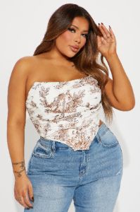 Enjoy The Journey Corset Top - Ivory/combo sold by Fashion Nova