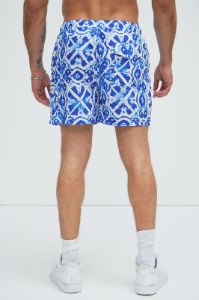 Morocco Tiles Swim Trunks - Blue/combo sold by Fashion Nova