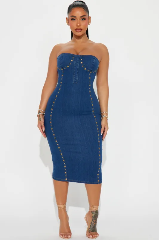 Bluebell Denim Midi Dress - Medium Wash sold by Fashion Nova