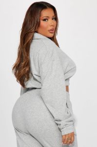 Give It Away Lounge Cropped Jacket - Heather Grey sold by Fashion Nova