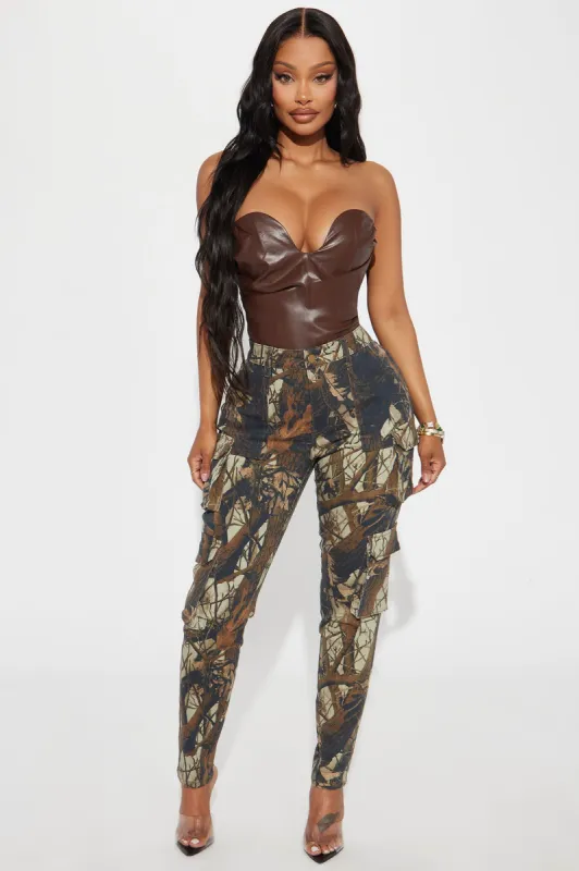 Night Vision Cargo Skinny Pant - Brown/combo sold by Fashion Nova