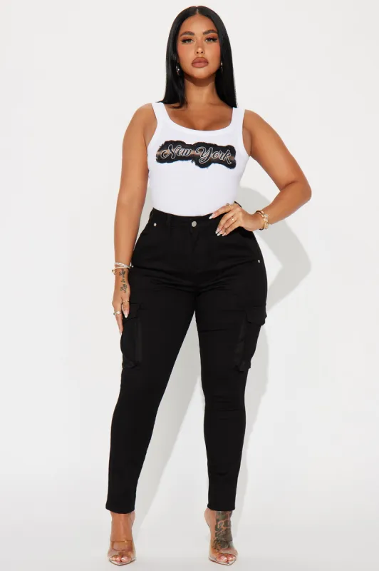 Kathleen High Rise Cargo Skinny Pant - Black sold by Fashion Nova