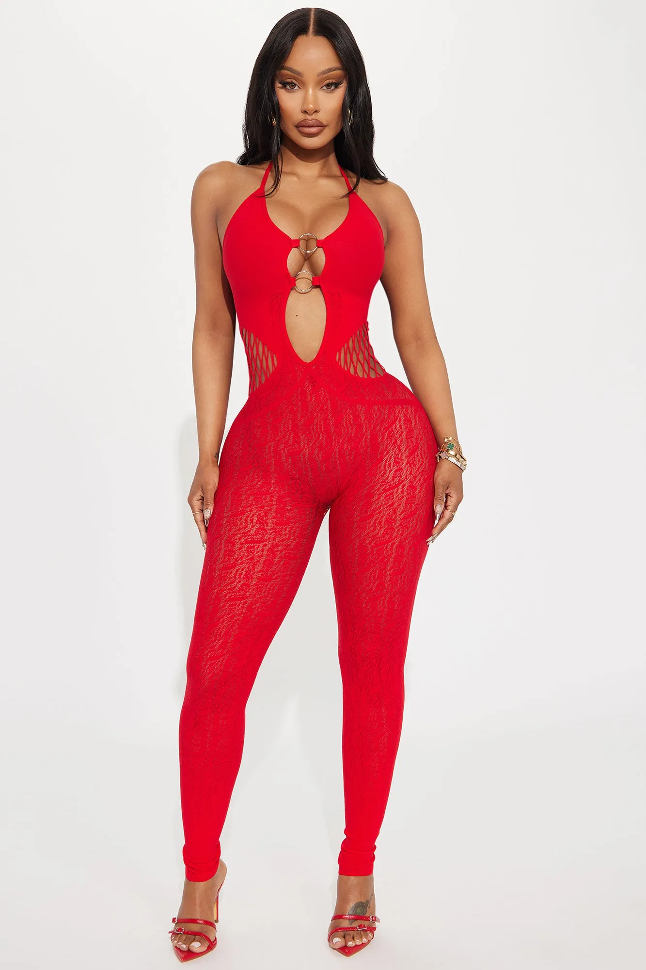Larger Than Life Seamless Jumpsuit - Red sold by Fashion Nova