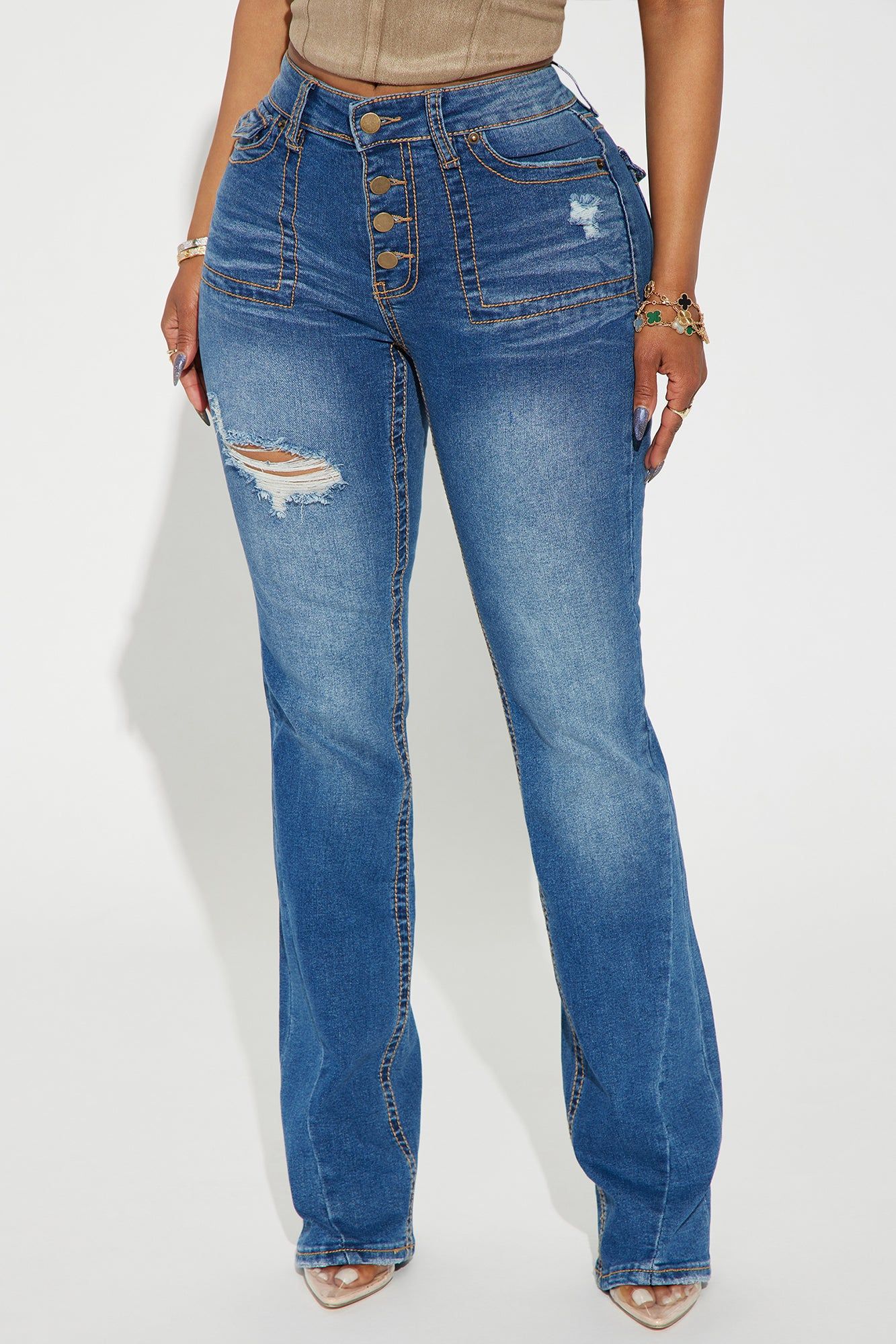 Getting Served Stretch Bootcut Jeans - Medium Wash sold by Fashion Nova product image thumbnail 2
