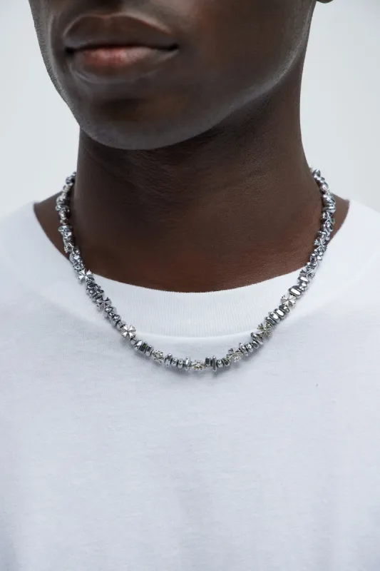 Bennett Cross Beaded Necklace - Silver sold by Fashion Nova