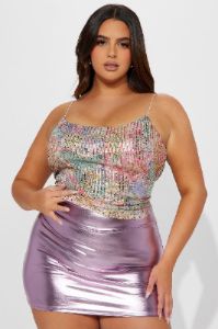 All That Sparkles Sequin Top - Blush/combo sold by Fashion Nova