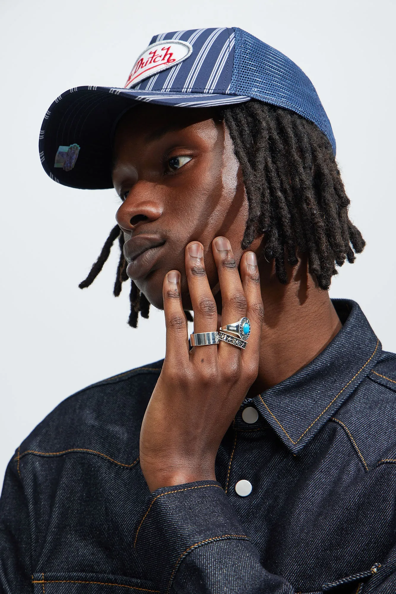 To The West Ring Set - Blue/Silver sold by Fashion Nova