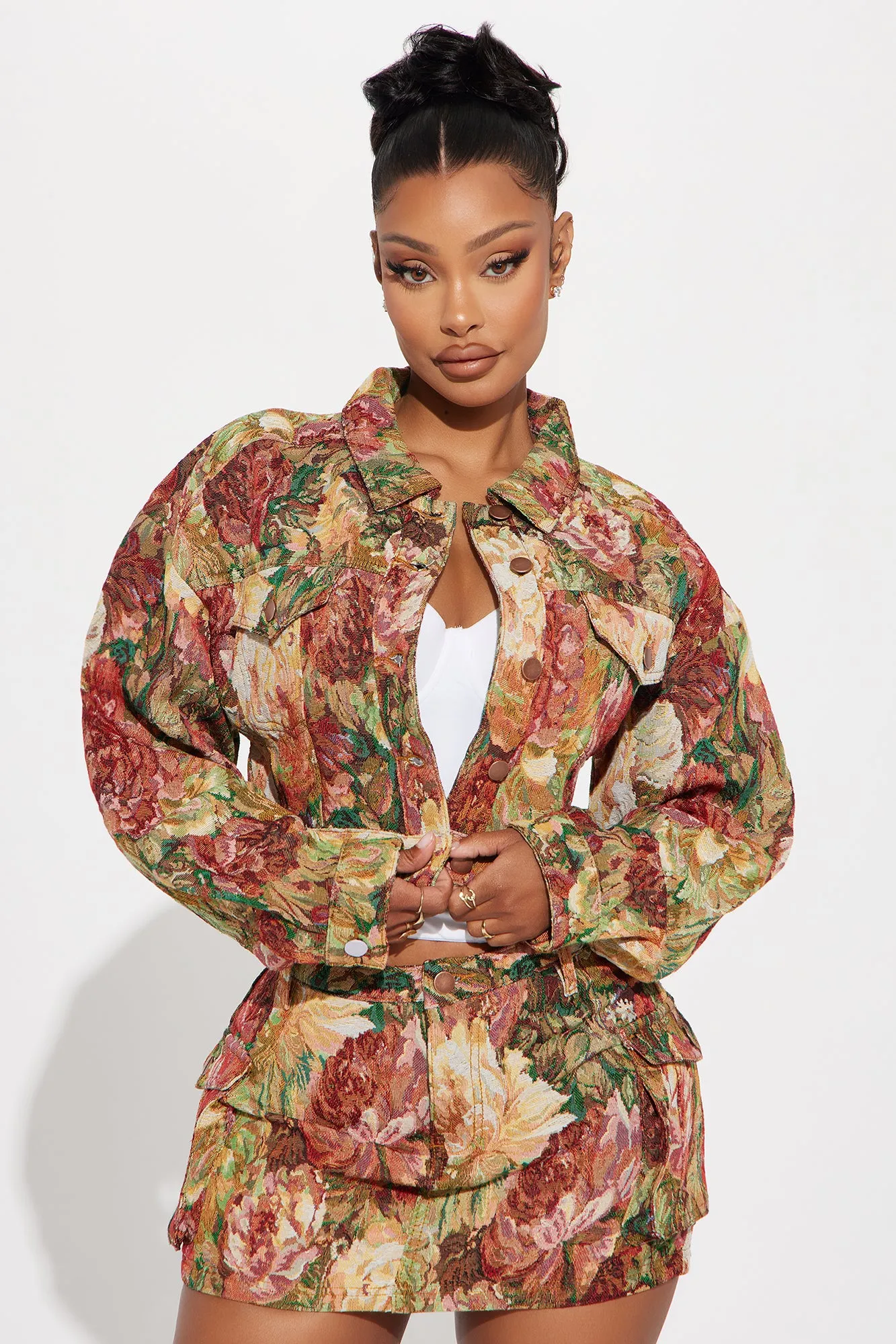 Tea Time Jacquard Jacket - Multi Color sold by Fashion Nova