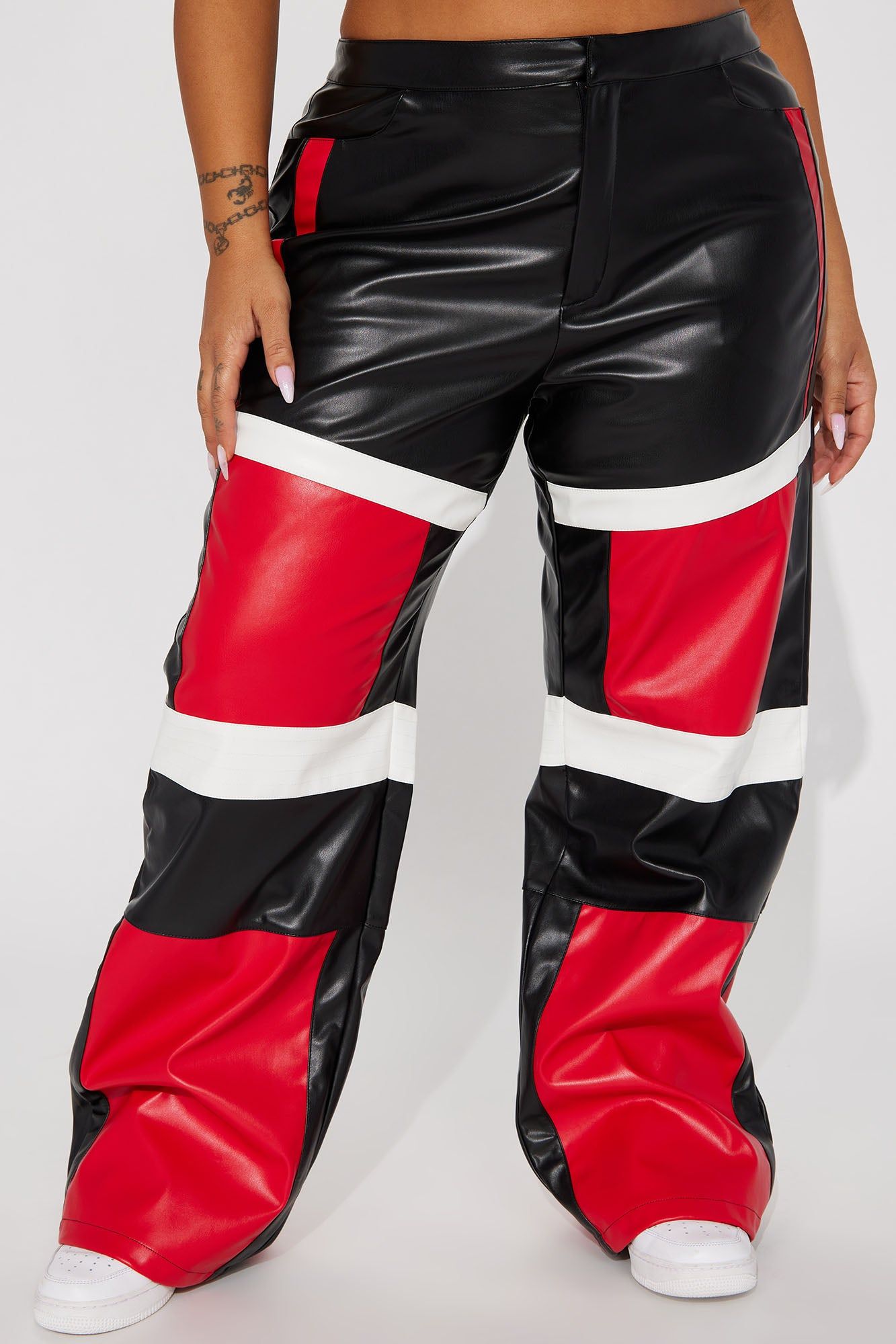 Moto Mami Faux Leather Pant - Red/combo sold by Fashion Nova product image thumbnail 5