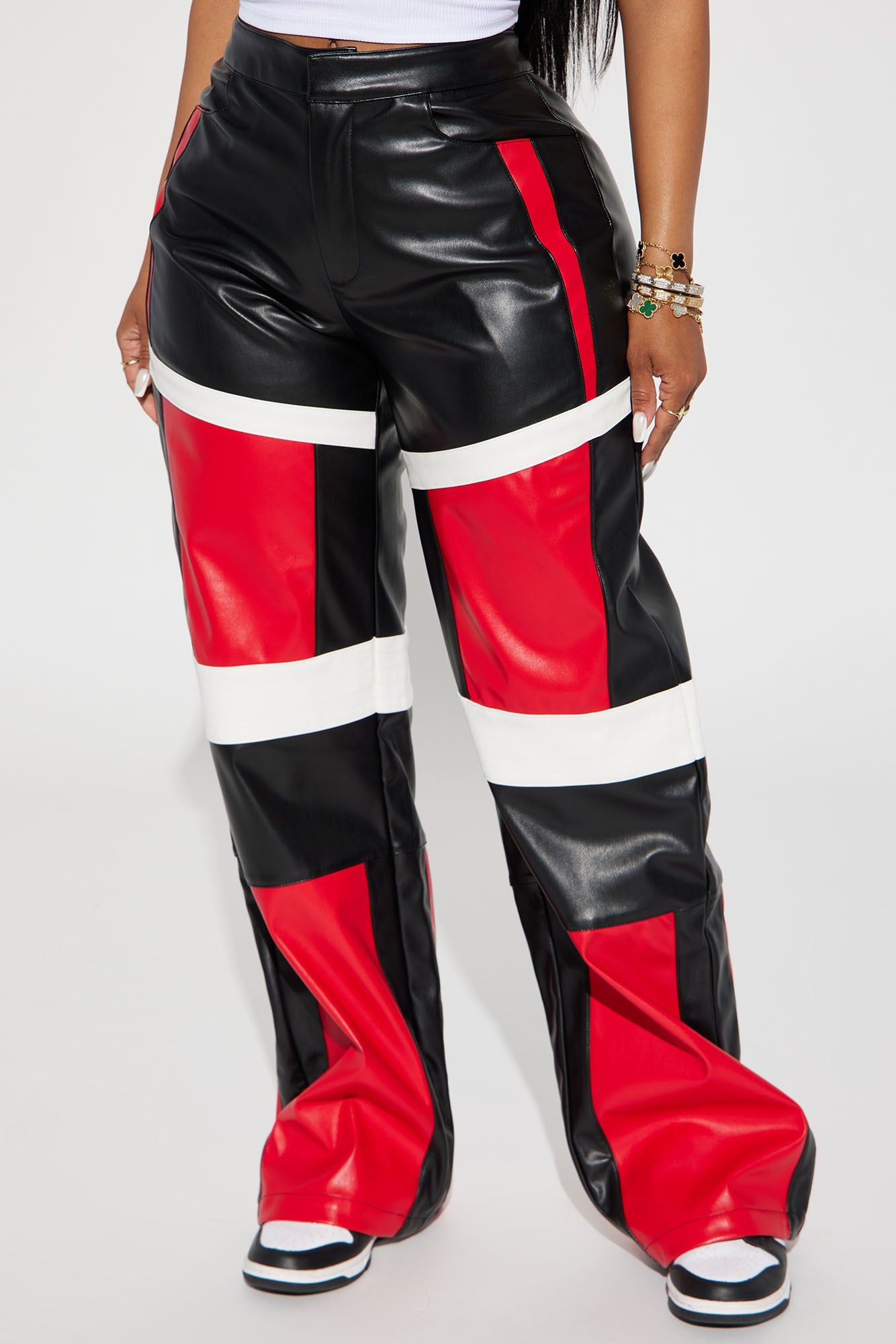Moto Mami Faux Leather Pant - Red/combo sold by Fashion Nova product image thumbnail 2