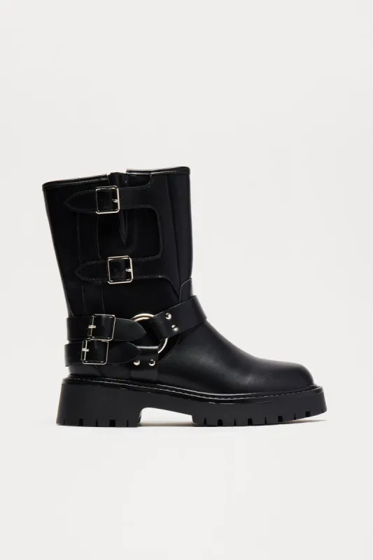 Motor Club Biker Boots - Black sold by Fashion Nova