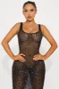 Stella Sequin Crochet Maxi Dress - Black sold by Fashion Nova