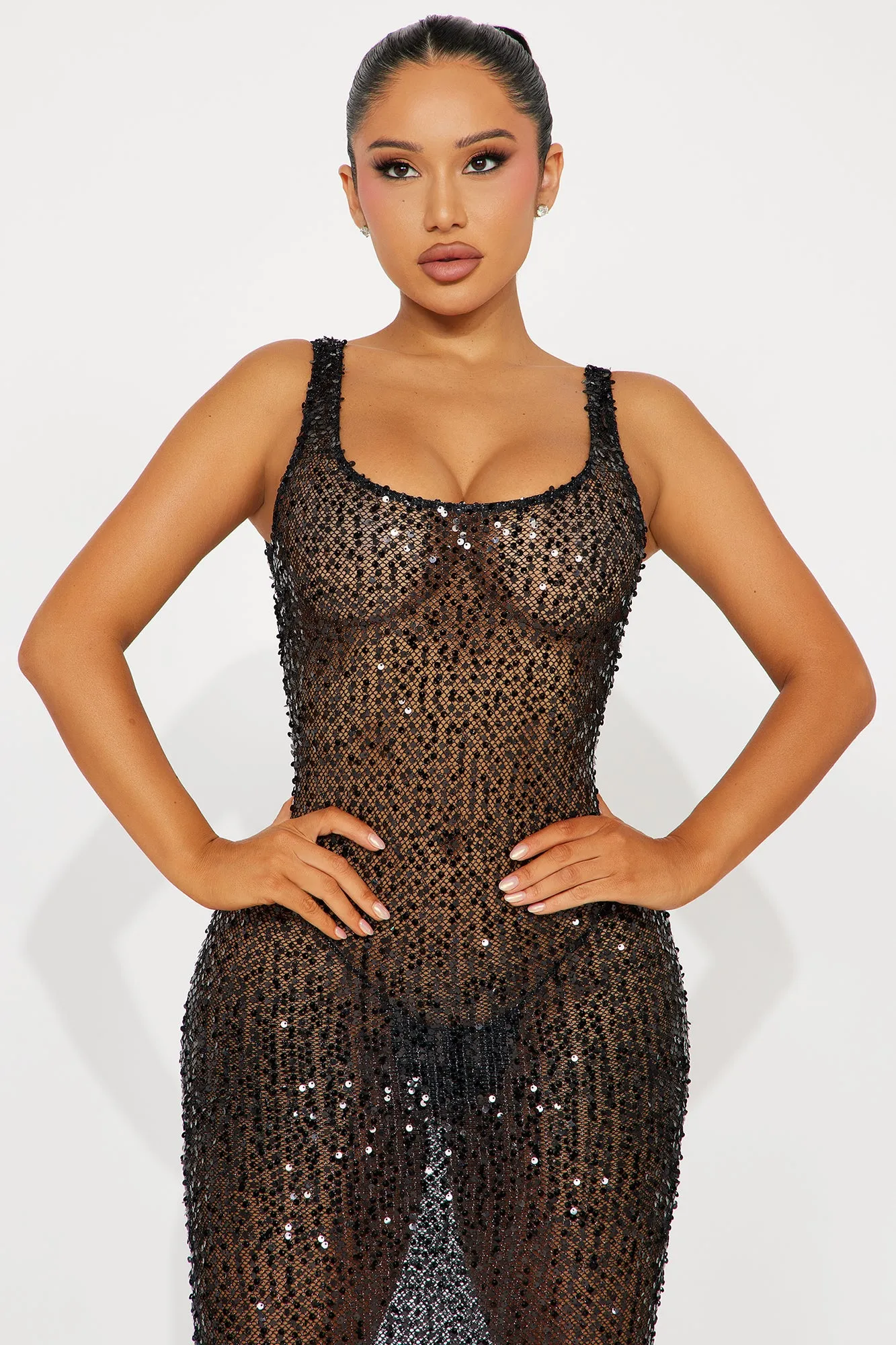 Stella Sequin Crochet Maxi Dress - Black sold by Fashion Nova product image thumbnail 2
