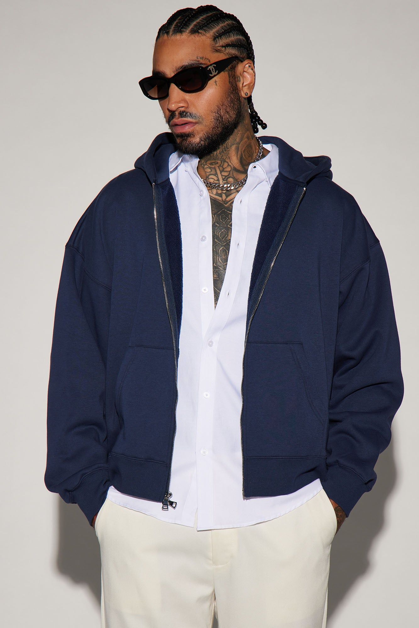Tyson Heavyweight Zip Up - Navy sold by Fashion Nova