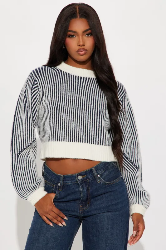 Try Harder Striped Sweater - Navy/combo sold by Fashion Nova