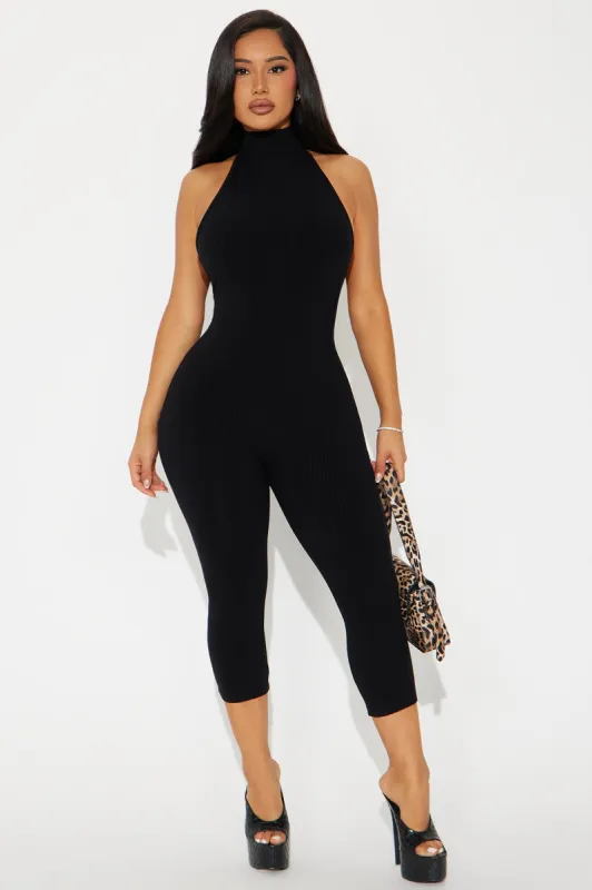 Cassandra Snatched Capri Jumpsuit - Black sold by Fashion Nova