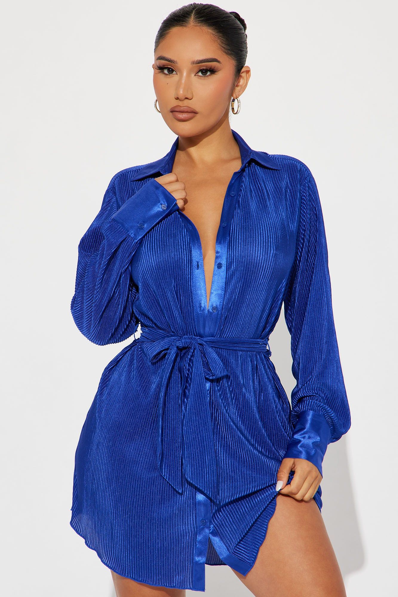 Bailey Plisse Mini Dress - Royal sold by Fashion Nova