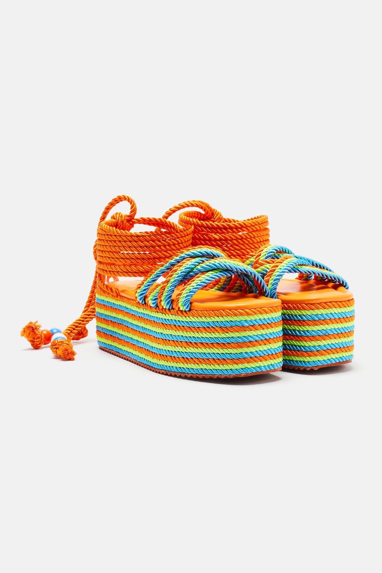 Catch Me Chillin' Flatform Sandals - Orange/combo sold by Fashion Nova product image thumbnail 5