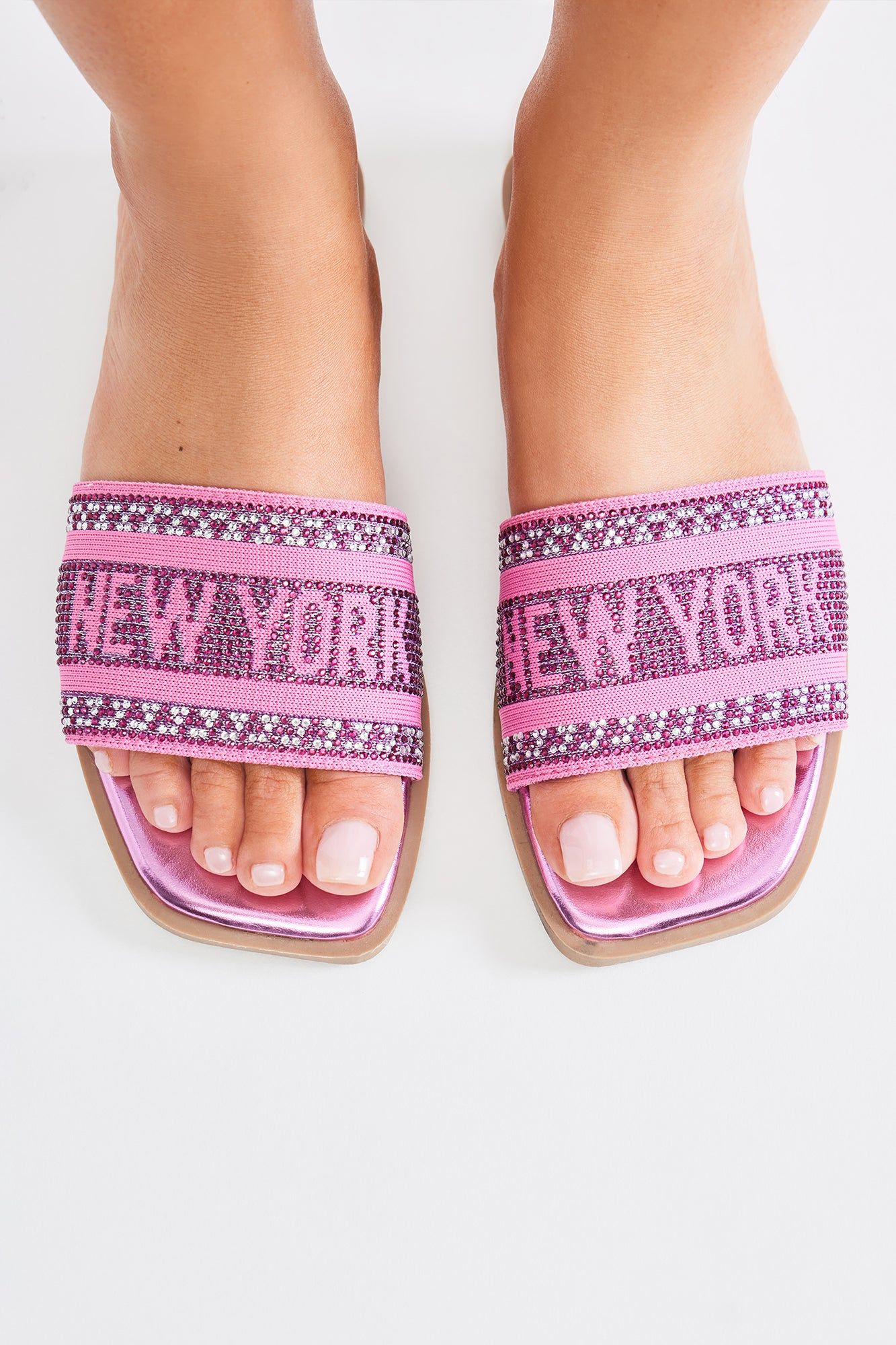 What A View Embellished Flat Sandals - Fuchsia sold by Fashion Nova