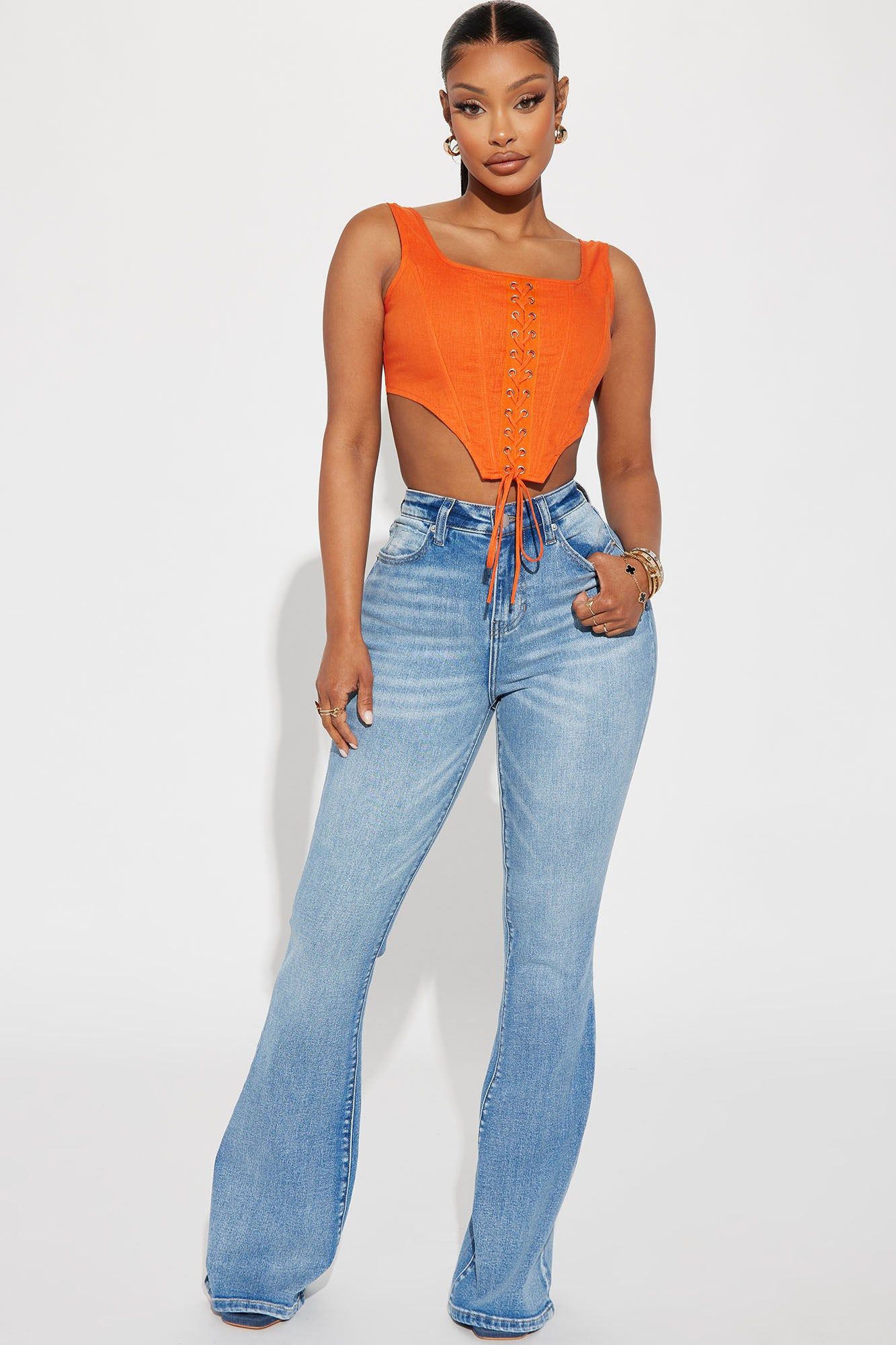 Azriel Linen Corset Top - Orange sold by Fashion Nova product image thumbnail 2