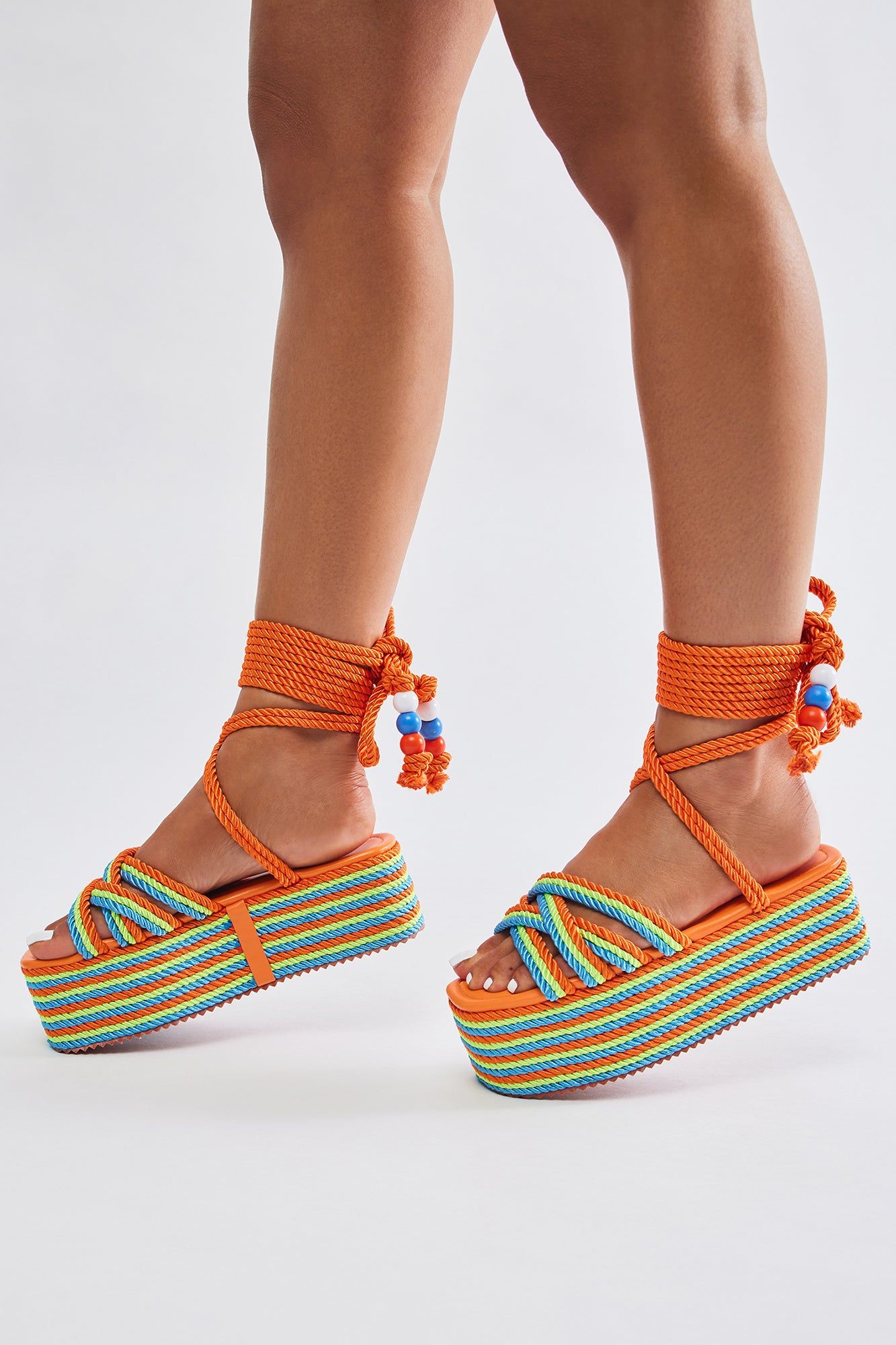 Catch Me Chillin' Flatform Sandals - Orange/combo sold by Fashion Nova product image thumbnail 3