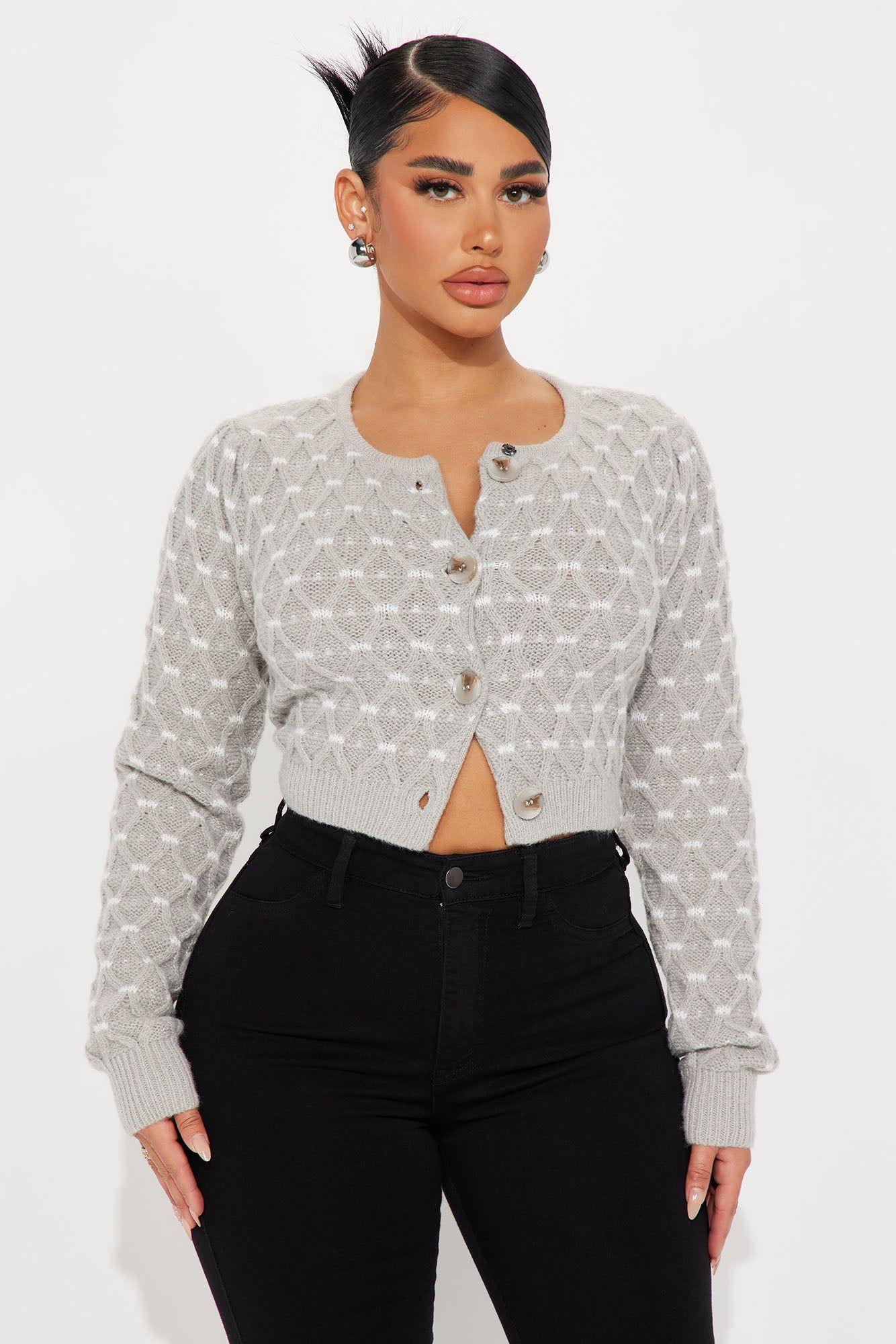 Ready To Impress Cardigan - Grey sold by Fashion Nova